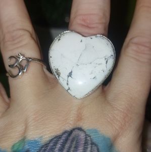 Heart Shaped Howlite Ring Size 7.5